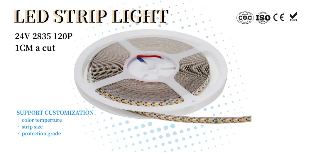 Arbitrary Clipping 2835 24V Ra&gt;95 Kitchen Cabinets Light High Brightness Flexible LED Strip